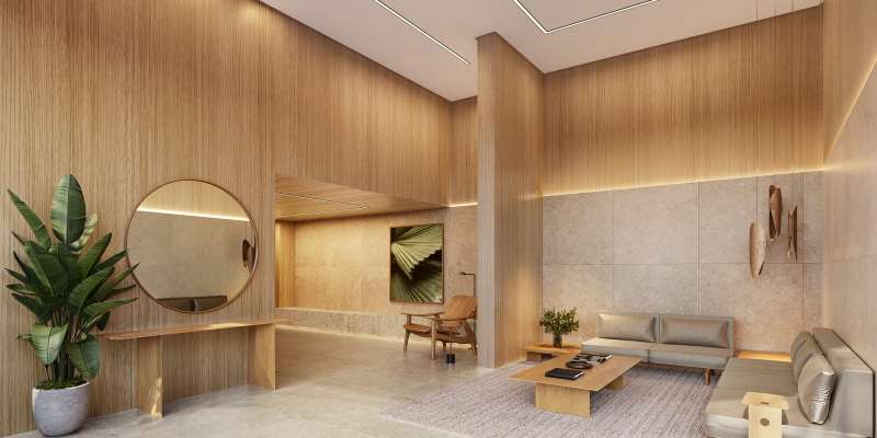 PERSPECTIVA ILUSTRATIVA DO HALL SOCIAL DO LV SUN E DO LV SEA