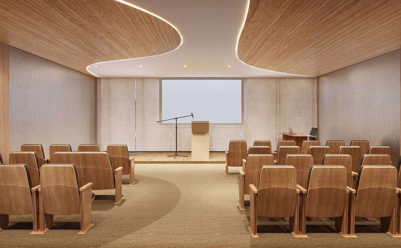 PERSPECTIVA ILUSTRATIVA DO AUDITÓRIO DAS SALAS EMPRESARIAIS.